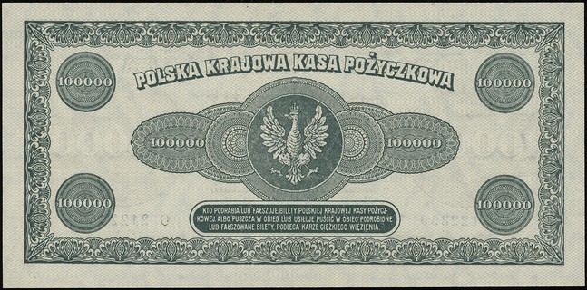 100.000 marek polskich 30.08.1923, seria G, numeracja 2122359, Lucow 433 (R3), Miłczak 35, wyśmienite