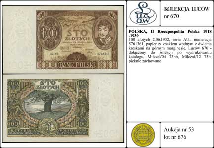 100 złotych 2.06.1932, seria AU., numeracja 5761