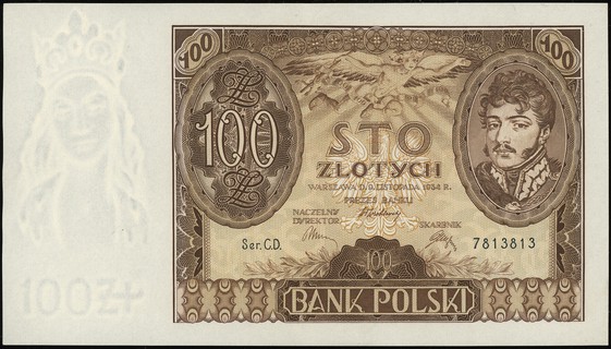 100 złotych 9.11.1934, seria C.D., numeracja 781
