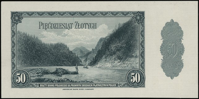 dwa jednostronne druki banknotu emisji 50 złotyc