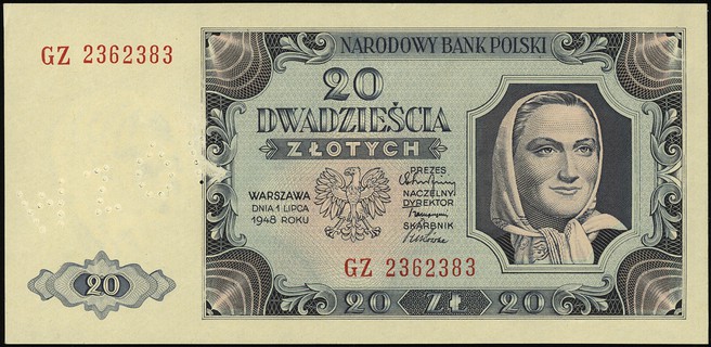 20 złotych 1.07.1948, seria GZ, numeracja 236238