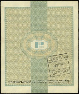 Bank Polska Kasa Opieki SA, bon na 20 dolarów, 1.01.1960, seria Dh, numeracja 0146409, z klauzulą na stronie odwrotnej, Miłczak B8b, rzadki