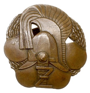 Odznaka Żandarmerii WP, wersja żołnierska Wzór 2, na stronie odwrotnej numer 2857, mosiądz 37.3 x 38 mm, nakrętka oryginalna, Sawicki/Wielechowski s. 393