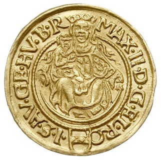 dukat (goldgulden) 1571 / KB, Krzemnica, złoto 3.48 g, Huszar 973, Fr. 57, lekko gięty, rzadki i ładnie zachowany