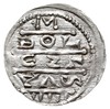 Denar 1157-1166, Aw: Książę siedzący na tronie n