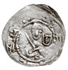Denar 1157-1166, Aw: Popiersie z mieczem, Rw: Trzej książęta za stołem, srebro 0.33 g, Str. 58, Su..