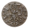 denar 1573, Gdańsk, kartusz tarczy herbowej z 12 łukami, T. 5, rzadki i ładnie zachowany, patyna