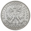 5 złotych 1932, Londyn, Głowa kobiety, Parchimowicz 116b, na awersie niewielka rysa w tle, ale pię..