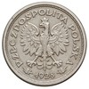 1 złoty 1928, Warszawa, nominał w wieńcu z gałązek dębowych, ze znakiem mennicy i bez napisu PRÓBA..