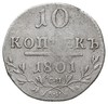 10 kopiejek 1801 / СМ АИ, Petersburg, srebro 1.86 g, Bitkin 85 (R), Yusupov 2