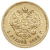 5 rubli 1889 (АГ), Petersburg, złoto 6.44 g, Bitkin 33, Kazakov 703 (wycenia na 1.600 $ w tym stan..