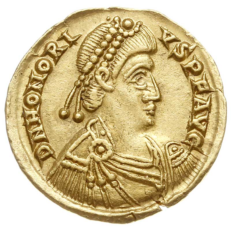 Honoriusz 393-423, solidus 402-408, mennica Rawe