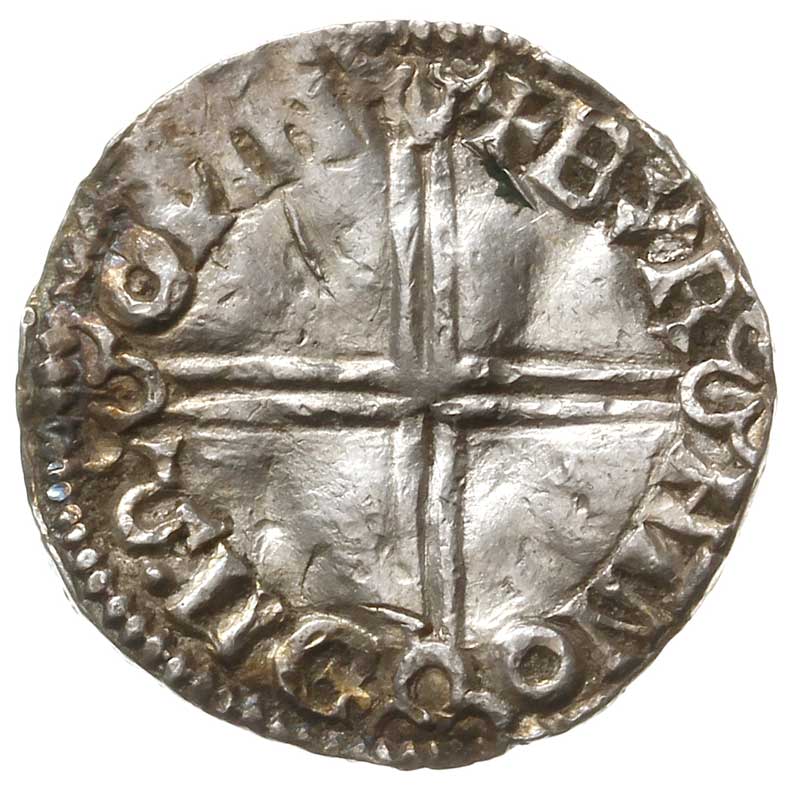 denar, typ long cross, mennica Winchester, mincerz Byrhtnoth, +BYR-HTNO-D MΩ-Ο PIN, srebro 1.69 g, Seaby 1151, North 774