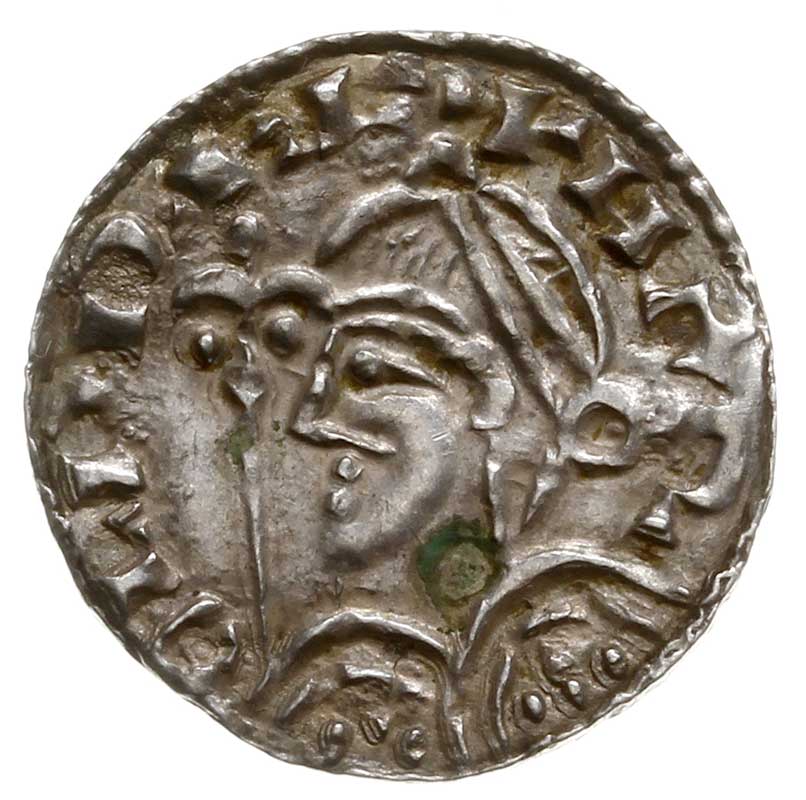 denar, typ fleur-de-lis, mennica Norwich, mincerz Leofwine, +LEO-PINE-ON N-ORD, srebro 0.93 g, Seaby 1165, North 803, rzadki