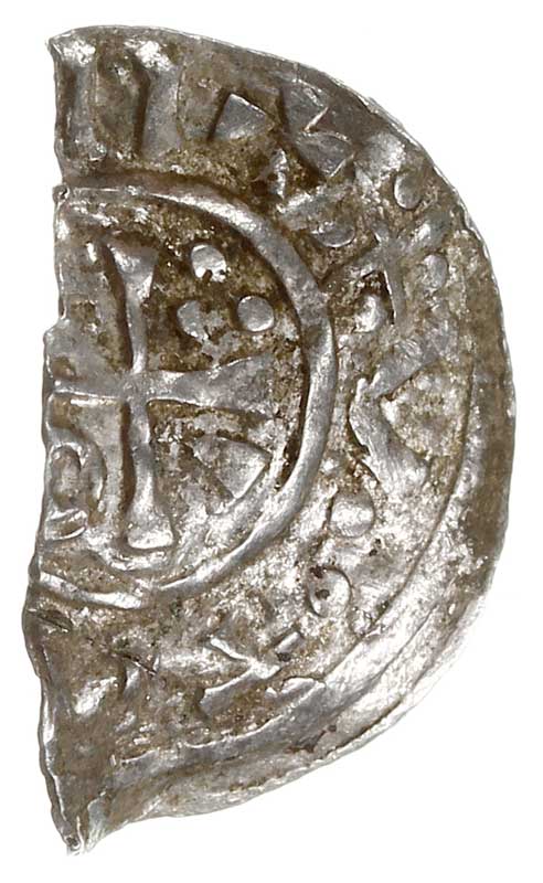 zestaw 2 połówek denarów: 1) Połówka naśladownictwa denara typu ratyzbońskiego, AOCH, srebro 0.57 g