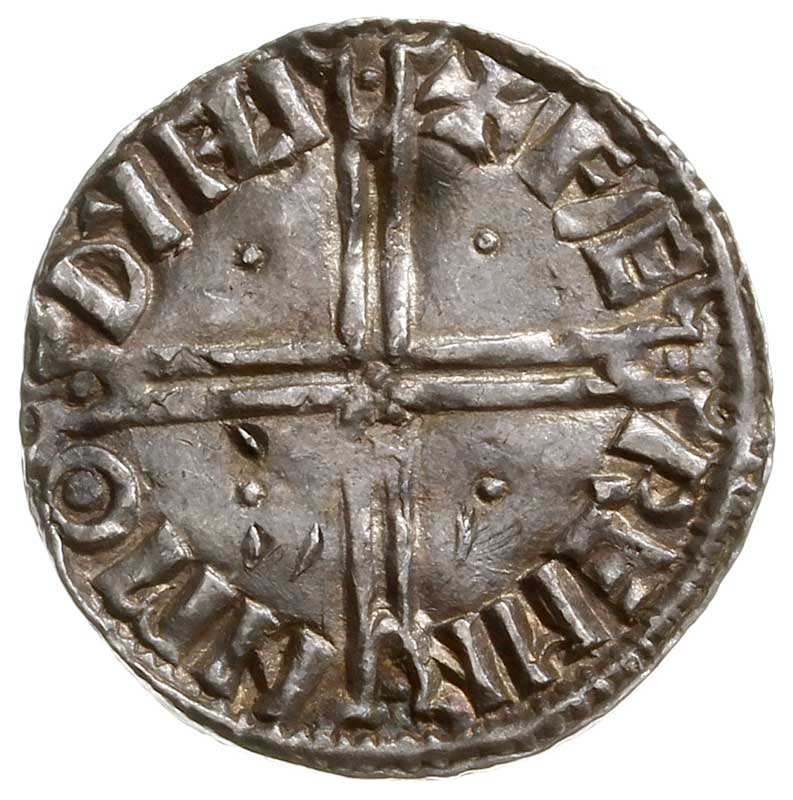 Sihtric Anlafsson 1015-1035, denar, Dublin, Aw: Głowa w lewo, +SIHTRC REX DYFLM, Rw: Krzyż długi, +FAE-REMI-N MO-DYFLI, srebro 1.31 g, Seaby 6122, Dowle/Finn 23, rzadki