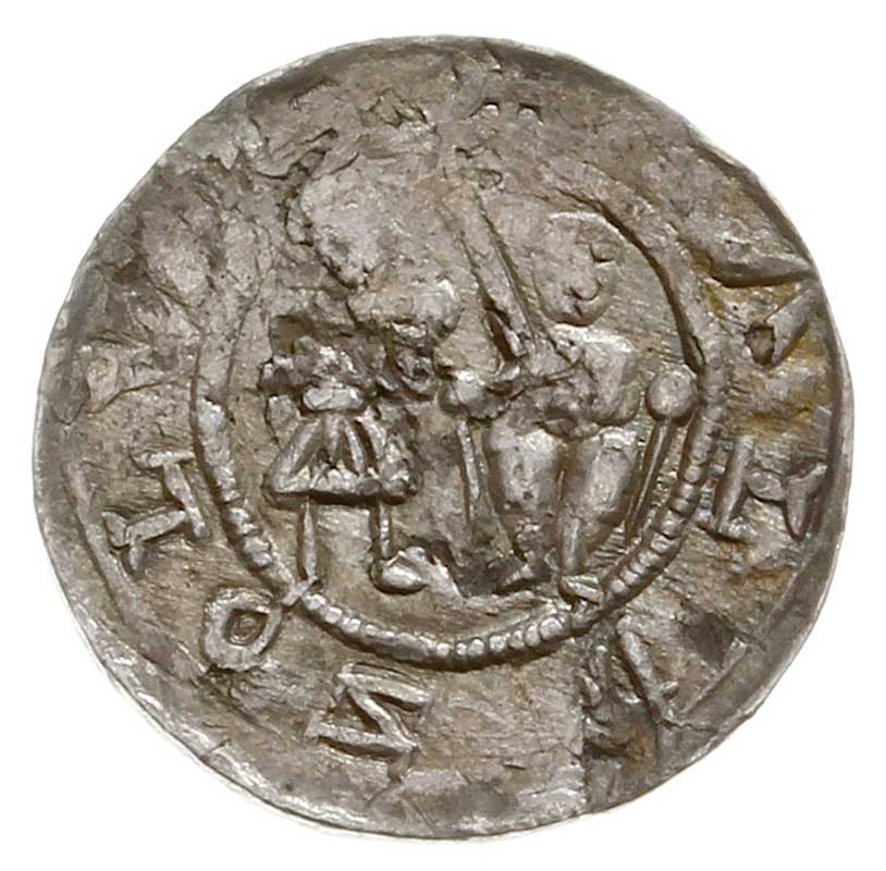 Władysław II Wygnaniec 1138-1146, denar, Aw: Książę na tronie, obok giermek
