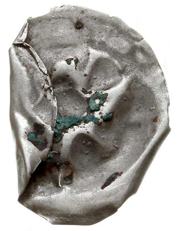 brakteat guziczkowy, koniec XIII w., Sześciopłatkowa róża z wypukłym środkiem, Wieleń 67, srebro 0.16 g, pomięty