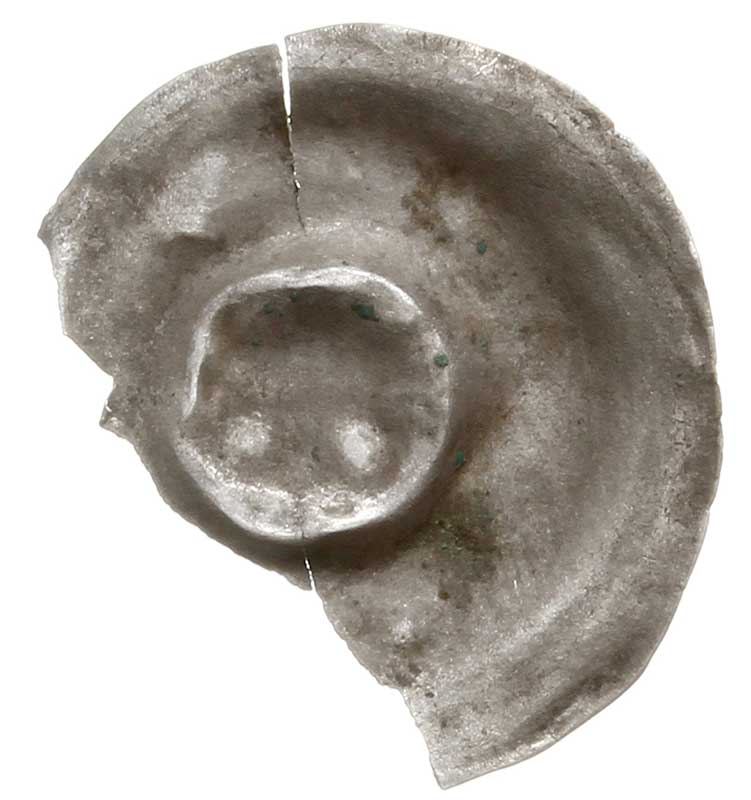 brakteat guziczkowy, XII/XIV w., Nieczytelny, może głowa w koronie wprost