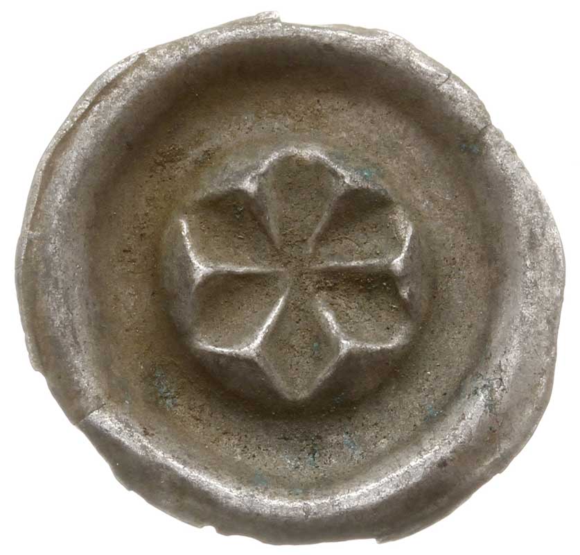 brakteat guziczkowy, początek XIV w., Rozeta sześciolistna, wolnowisząca