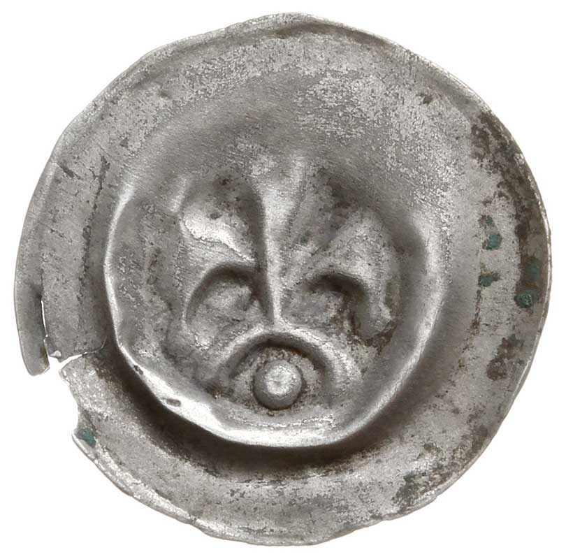 Pomorze Gdańskie, Mściwuj II (?), brakteat guziczkowy, 1270-1294 (?), Lilia na łuku, pod nim kulka, Wieleń 72, Sarbsk 9, srebro 0.16 g