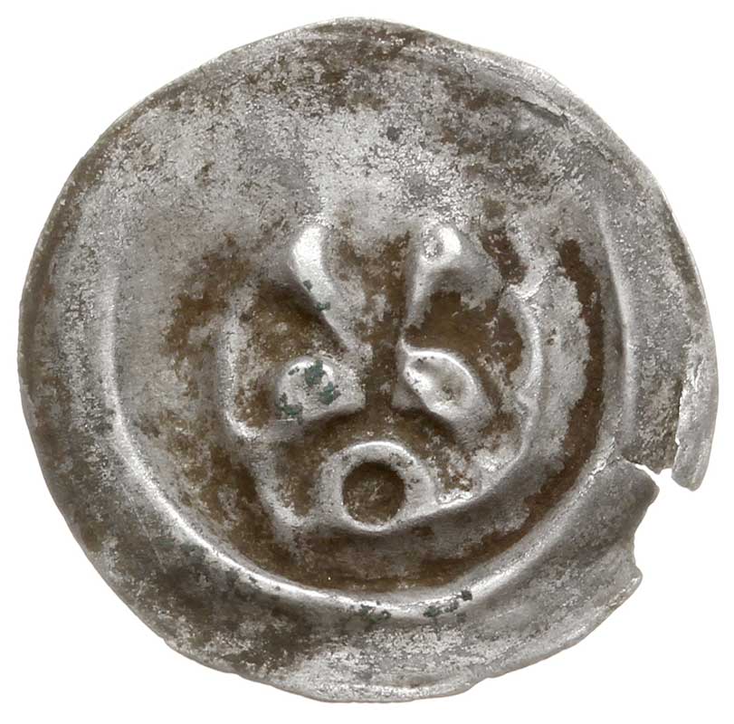 Pomorze Gdańskie, Mściwuj II (?), brakteat guziczkowy, 1270-1294 (?), Lilia na łuku, pod nim kulka, Wieleń 72, Sarbsk 9, srebro 0.16 g