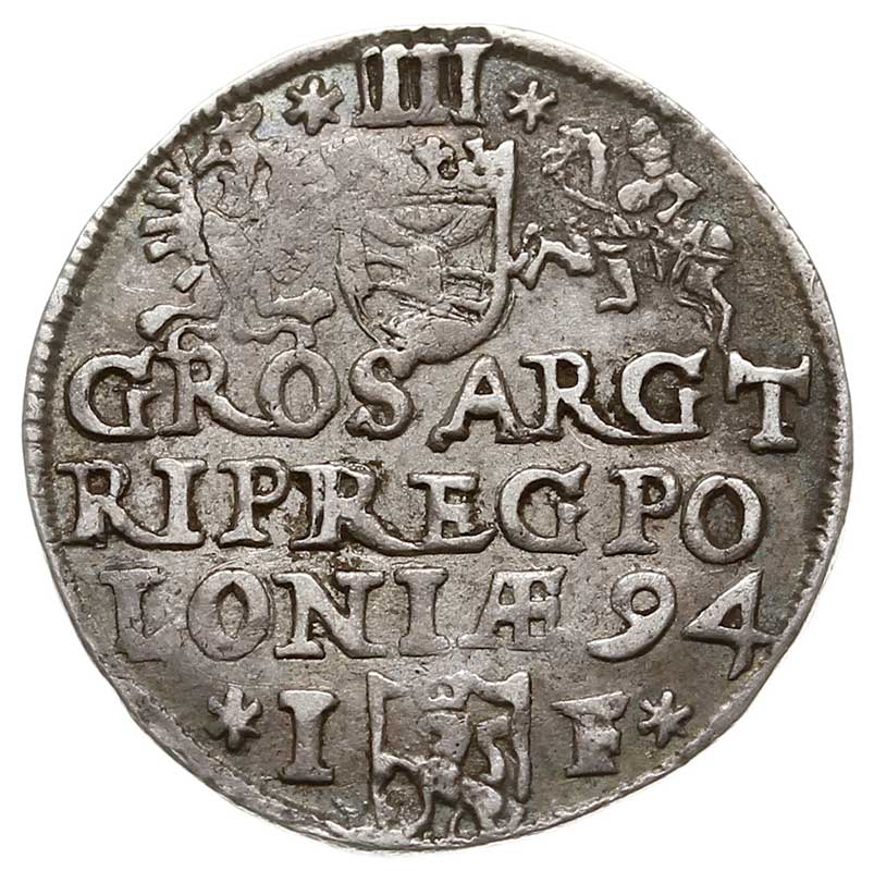 trojak 1594, Olkusz, pod popiersiem króla gwiazd