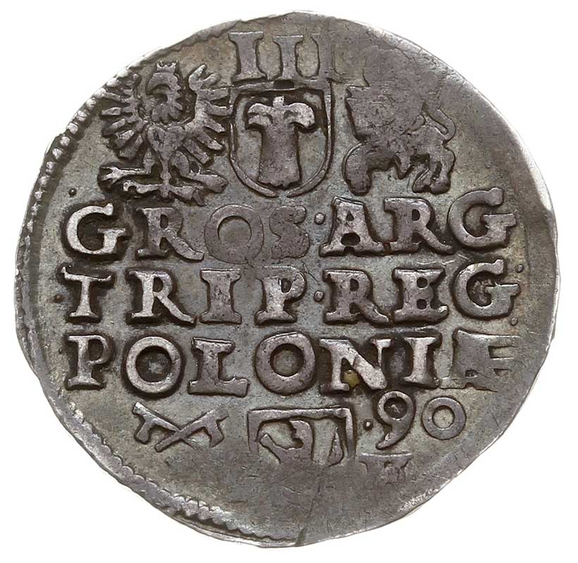 trojak 1590, Poznań, Iger P.90.8.a (ale na awersie napis SIGI 3), patyna