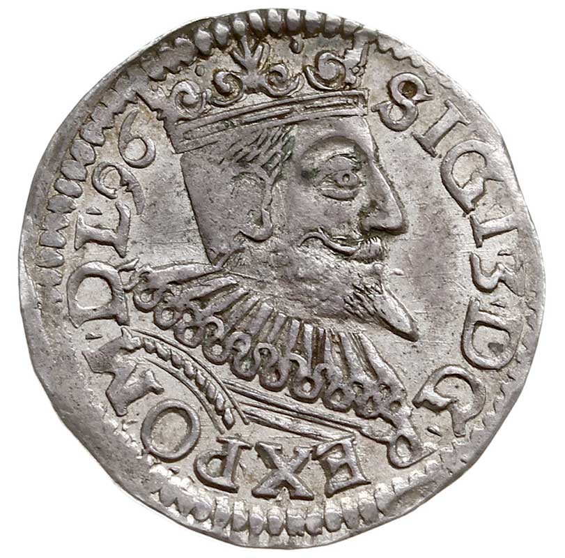 trojak 1596, Wschowa, data obok głowy króla, Iger W.96.3.b (R)