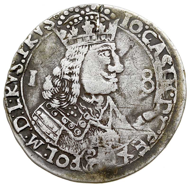 ort 1656, Lwów, T. 4, charakterystyczne wady mennicze blachy i bicia, ale dość ładnie zachowany jak na ten typ monety, rzadki, patyna