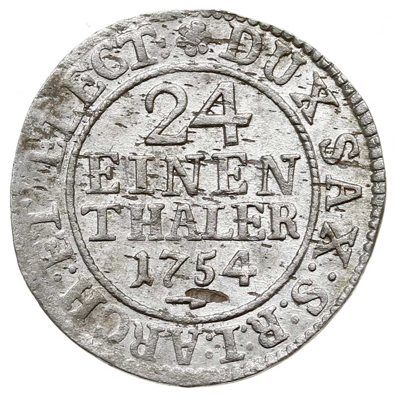 grosz (1/24 talara) 1754, Drezno, Kahnt 580, dro