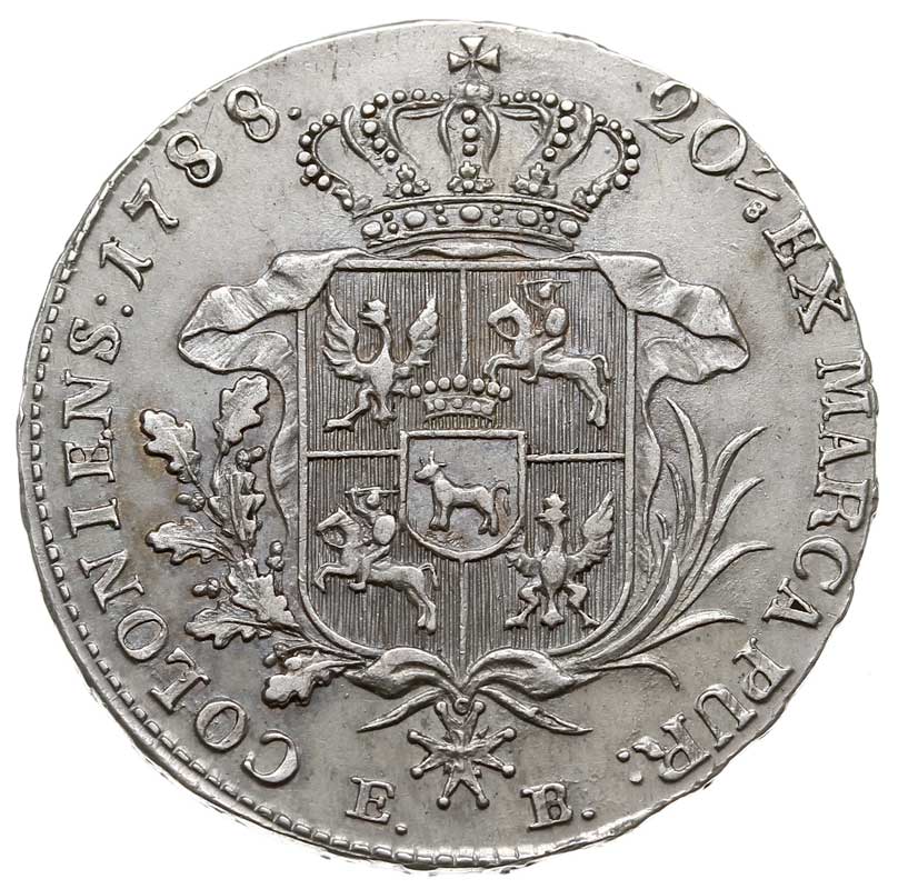 półtalar 1788, Warszawa, srebro 13.77 g, Plage 371, bardzo ładny i rzadki w tym stanie zachowania, delikatna patyna