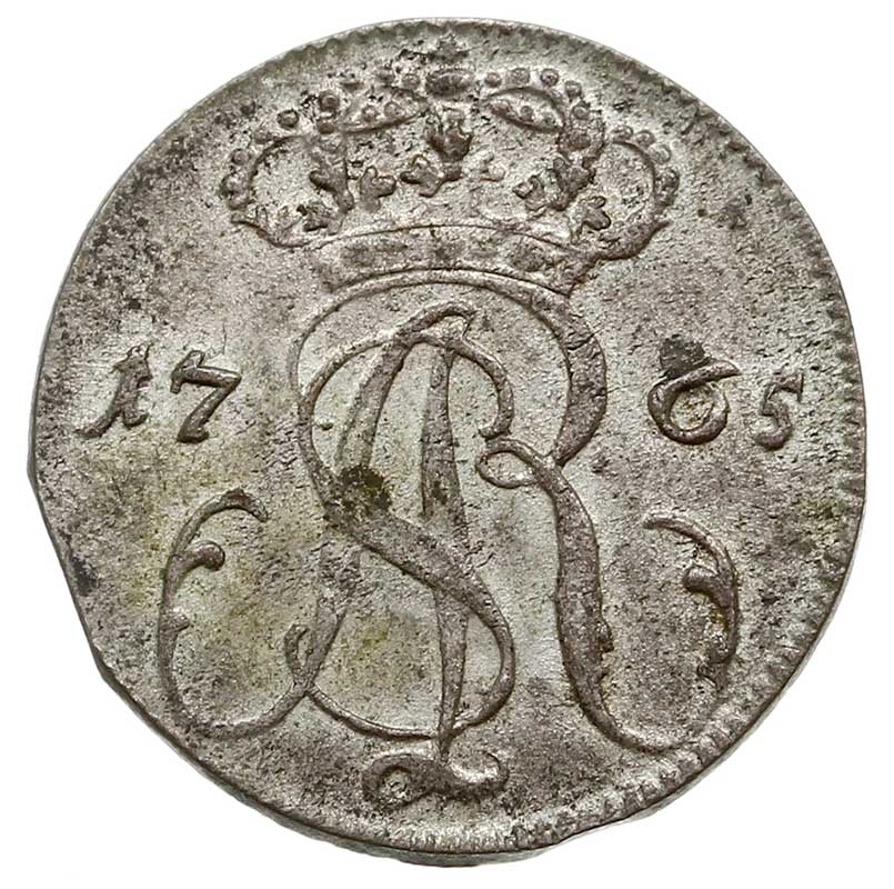 trojak 1765, Gdańsk, herb Gdańska w wąskiej tarczy, Iger G.65.1.b (R2), Plage 495, piękny, patyna