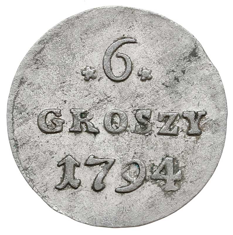6 groszy 1794, Warszawa, duże cyfry daty, Plage 