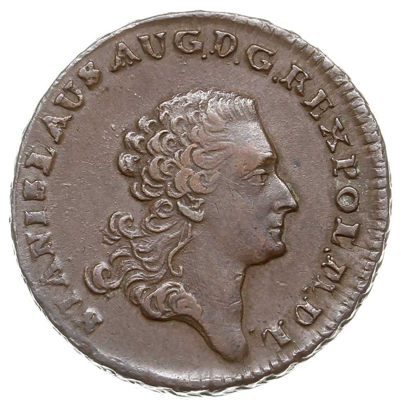 trojak miedziany 1767, Warszawa, głowa z długą szyją króla, Plage 220, piękny, patyna