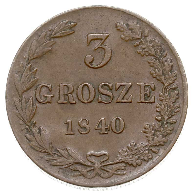 3 grosze polskie 1840, Warszawa, Iger KK.40.1.a, Bitkin 1206, patyna