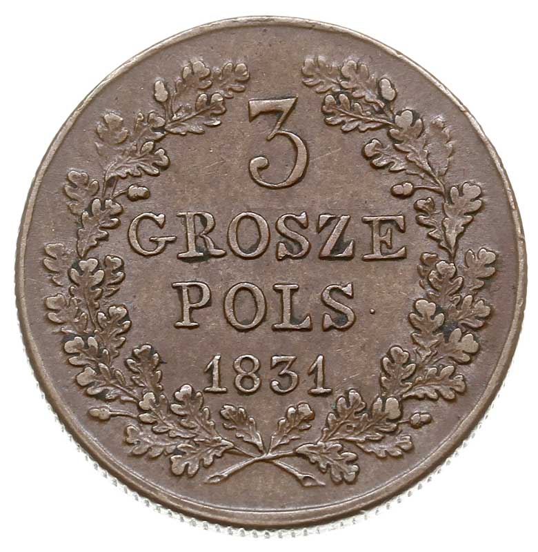 3 grosze polskie 1831, Warszawa, odmiana z prost