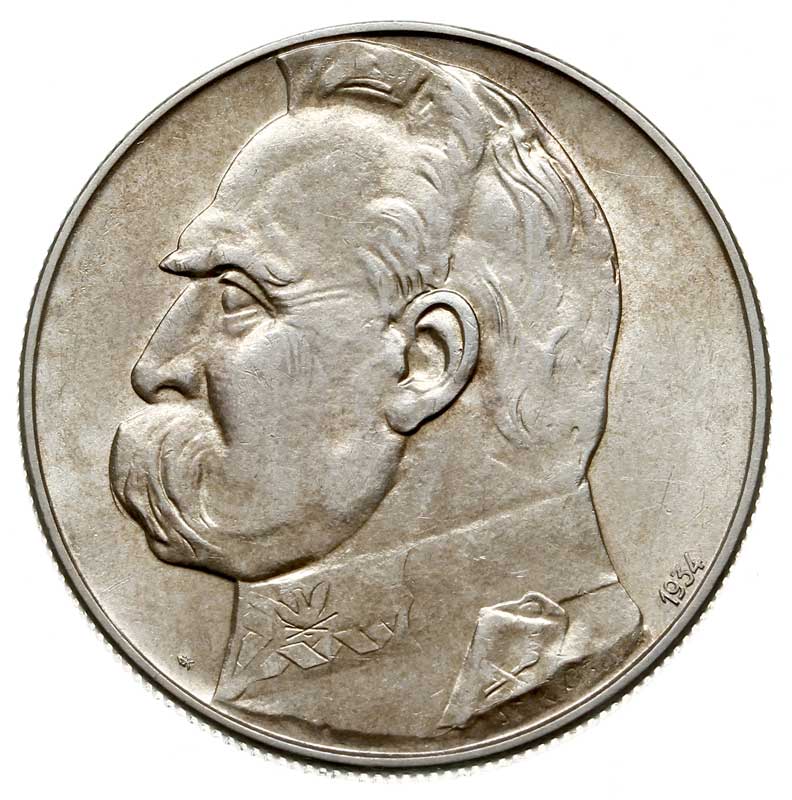 10 złotych 1934, Warszawa, Józef  Piłsudski, na awersie Orzeł Strzelecki, Parchimowicz 123, bardzo ładne