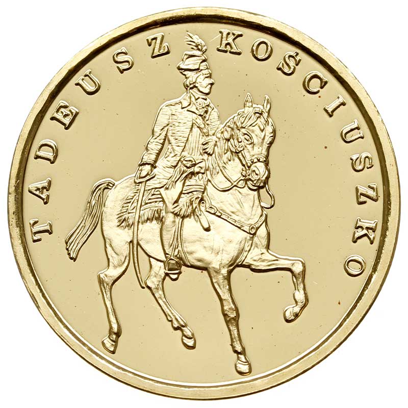 200 000 złotych 1990, Tadeusz Kościuszko, Solidarity Mint (USA), złoto 31.12 g, Parchimowicz 634, wybito stemplem lustrzanym 13 sztuk, piękne i bardzo rzadkie