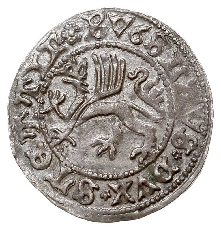 Bogusław X Wielki 1474-1523, szeląg 1495, Dąbie, Dannenberg 383, na monetach pomorskich Bogusława X z końca XV wieku cyfrę 5 zapisywano jak 7, patyna