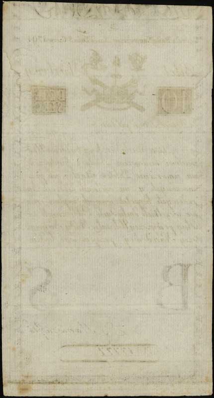 10 złotych polskich 8.06.1794, seria B, numeracja 17777, widoczny fragment znaku wodnego z napisem firmowym ... & Comp, Lucow 18 (R3), Miłczak A2
