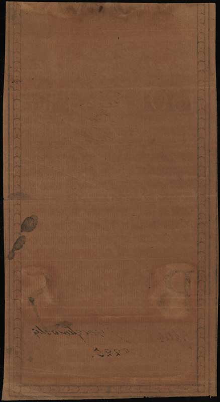 50 złotych polskich 8.06.1794, seria A, numeracja 8225, widoczny znak wodny z napisem firmowym J. Honig, Lucow 29 (R4), Miłczak A4