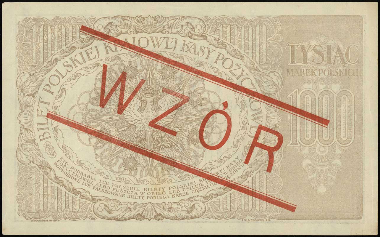 1.000 marek polskich 17.05.1919, po obu stronach