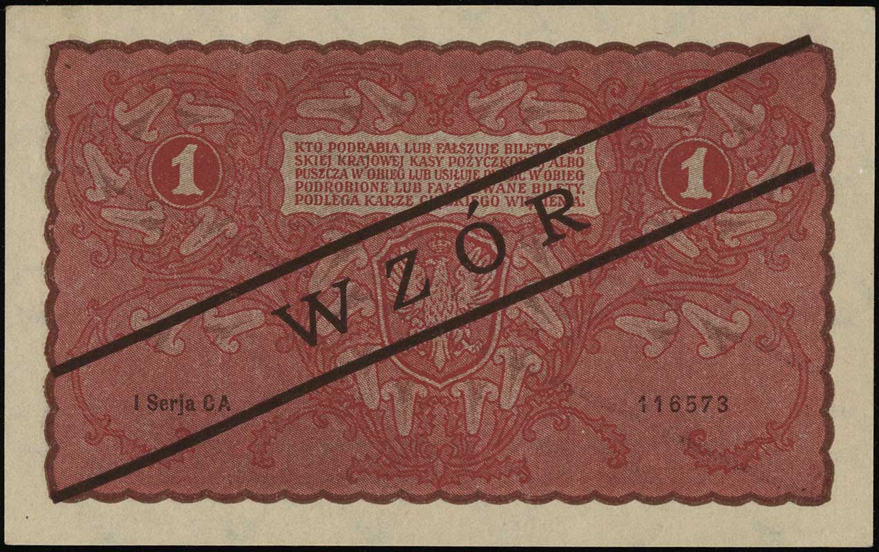 1 marka polska 23.08.1919, po obu stronach ukośn