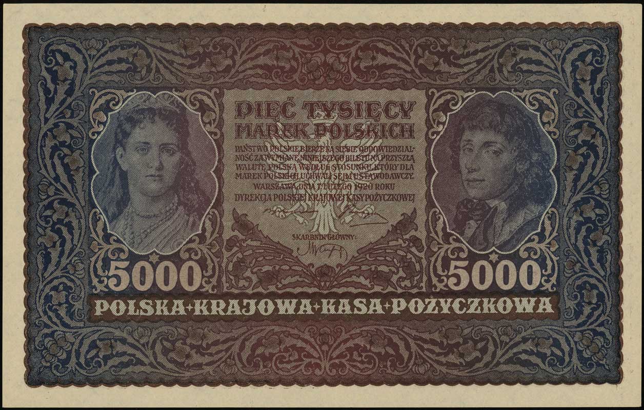 5.000 marek polskich 7.02.1920, seria II-D, numeracja 080223, Lucow 416 (R3), Miłczak 31a