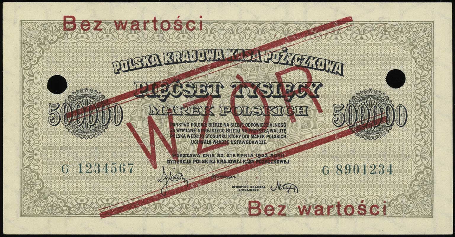 500.000 marek polskich 30.08.1923, po obu strona