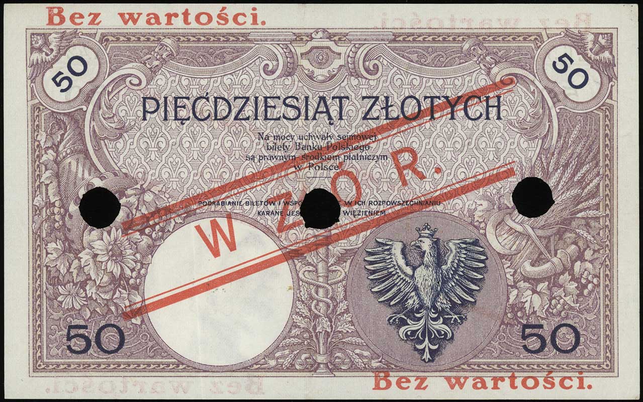 50 złotych 28.02.1919, seria A.42, numeracja 026