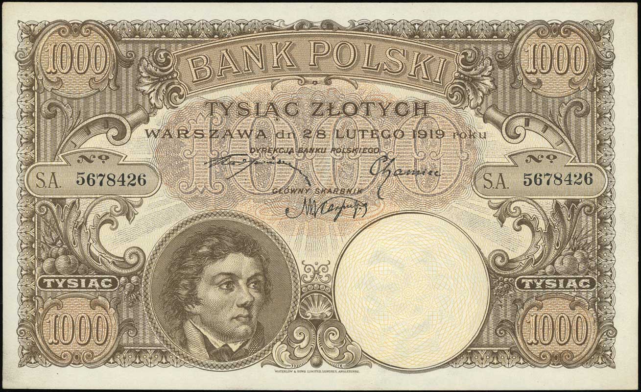 1.000 złotych 28.02.1919, seria A, numeracja 567