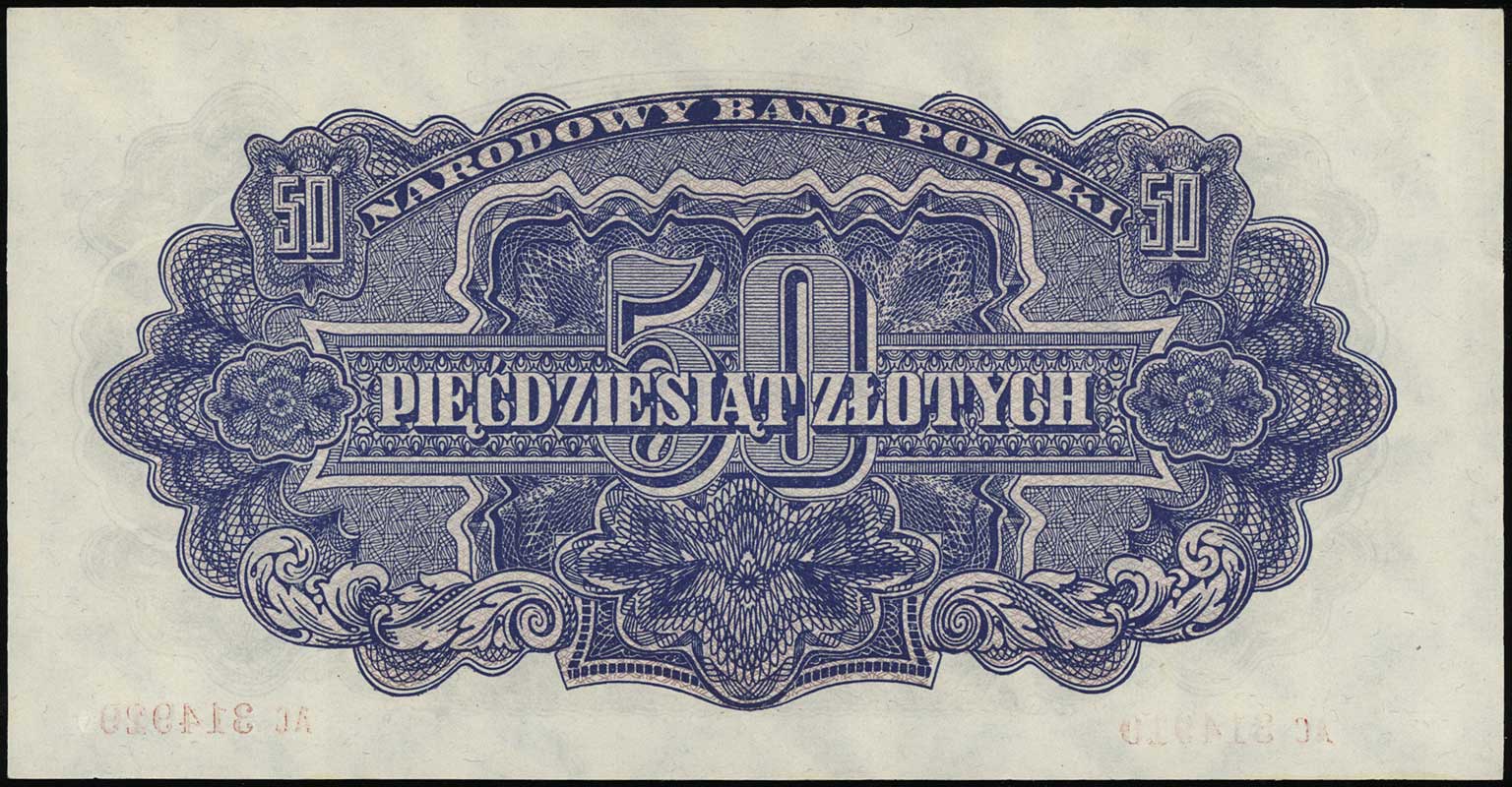 50 złotych 1944, w klauzuli obowiązkowym, seria АС, numeracja 314919, Lucow 1098 (R5), Miłczak 110