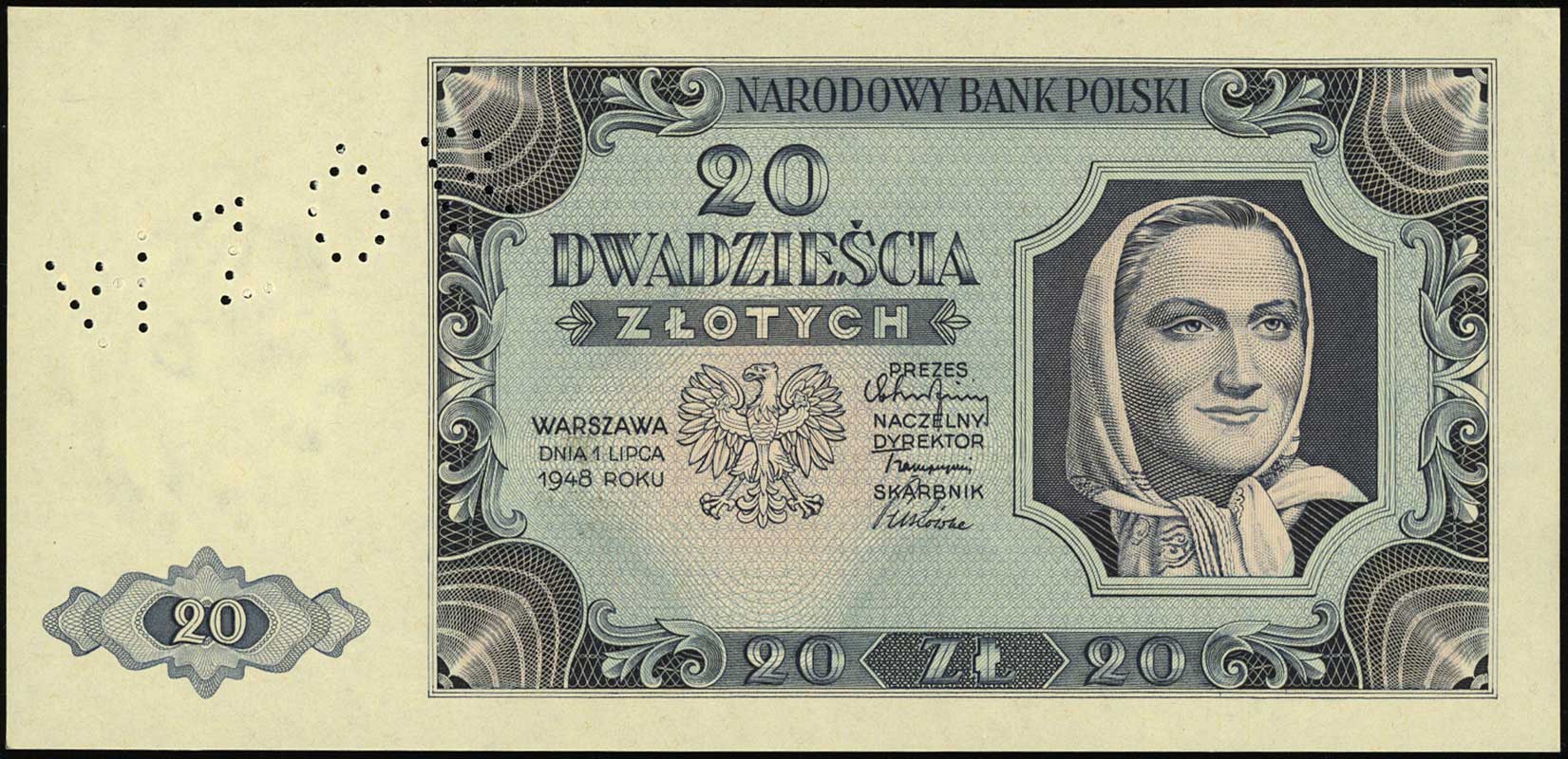 20 złotych 1.07.1948, bez oznaczenia serii i num